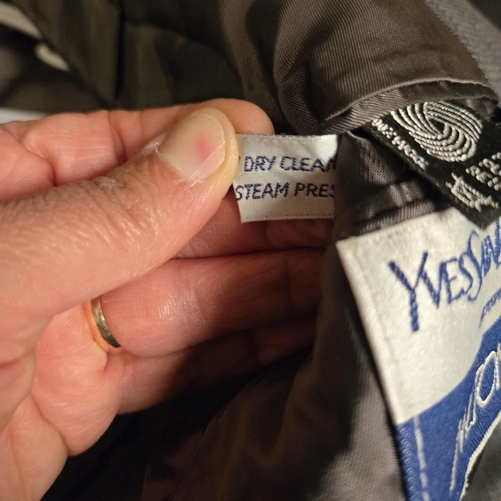 Yves Saint Laurent Suit‎ Jacket Mens 42 Gray Wool Herringbone France PROJECT VTG